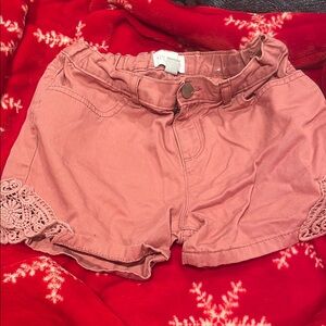 Women's Pink Lace Trim Shorts